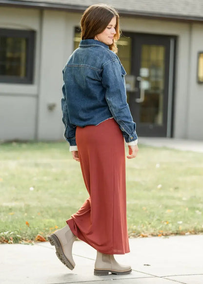 Clarise Rust Premium Knit Maxi Skirt - IC Skirts