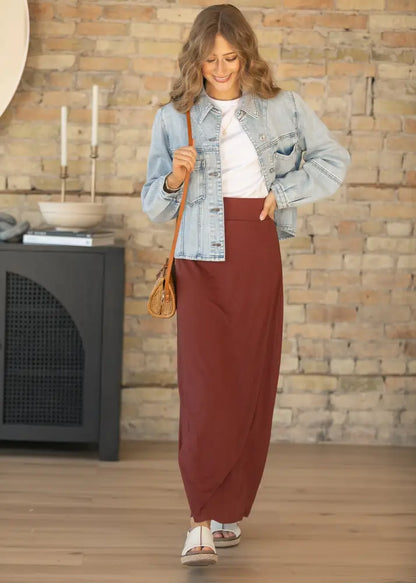 Clarise Rust Premium Knit Maxi Skirt - IC Skirts