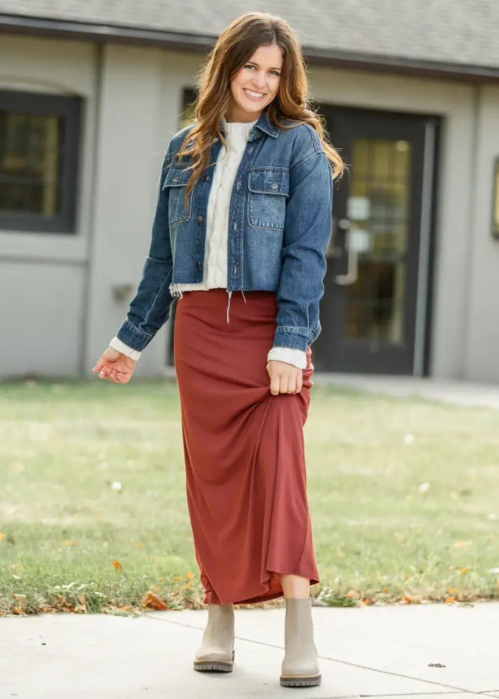 Clarise Rust Premium Knit Maxi Skirt - IC Skirts