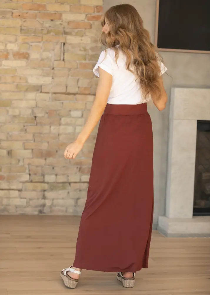 Clarise Rust Premium Knit Maxi Skirt - IC Skirts