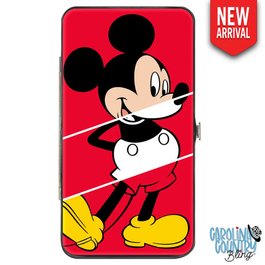 Hinged Wallet - Mickey Mouse Classic Pose + THE TRUE ORIGINAL Stripe Red White Yellow Hinged Wallets