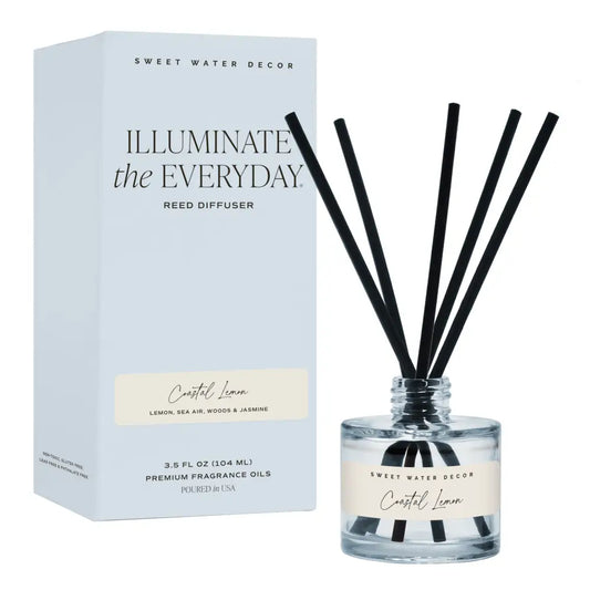 Coastal Lemon Blue Tinted Glass Jar Reed Diffuser Reed Diffusers