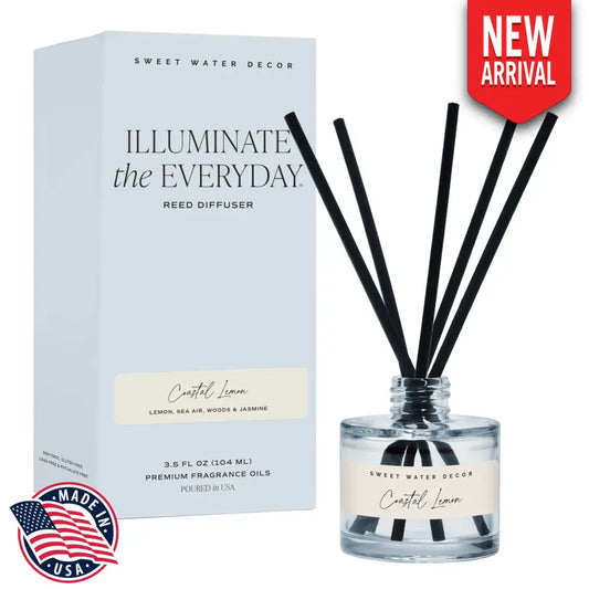 Coastal Lemon Blue Tinted Glass Jar Reed Diffuser Reed Diffusers