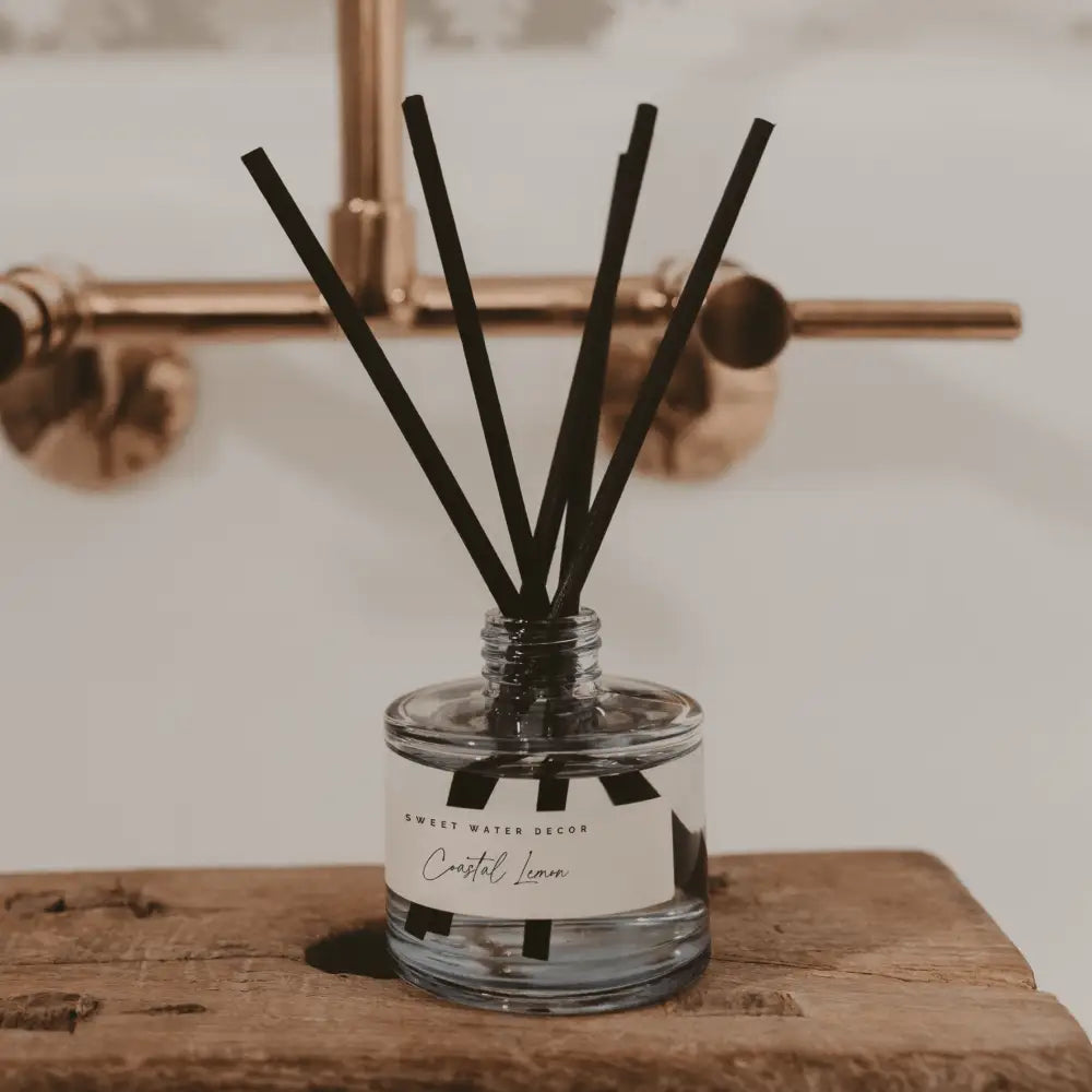 Coastal Lemon Blue Tinted Glass Jar Reed Diffuser Reed Diffusers