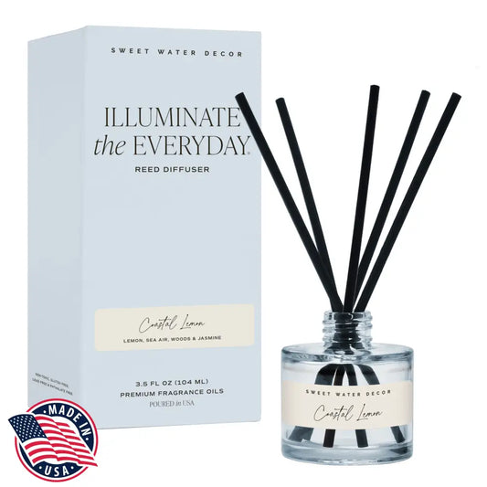 Coastal Lemon Blue Tinted Glass Jar Reed Diffuser Reed Diffusers