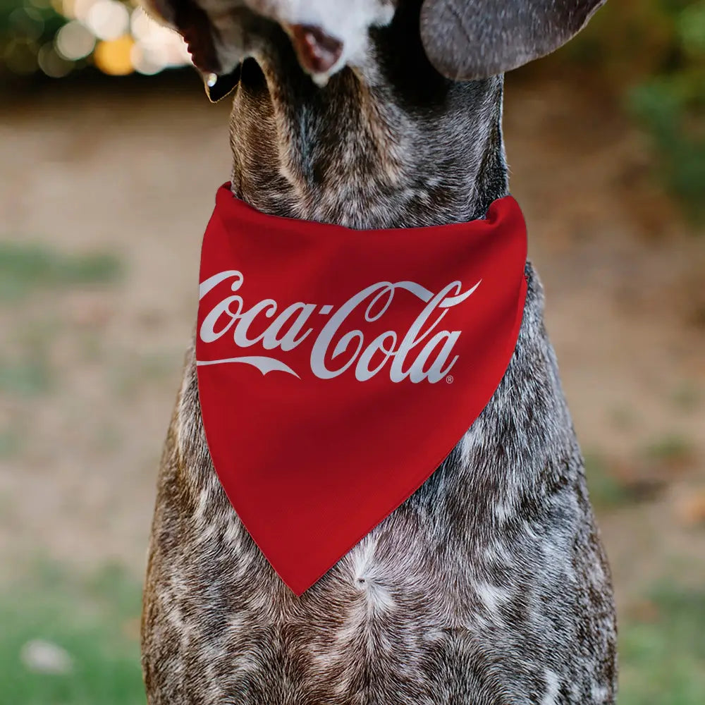 Pet Bandana - COCA-COLA Script Logo Centered Red/White - Pet Bandanas