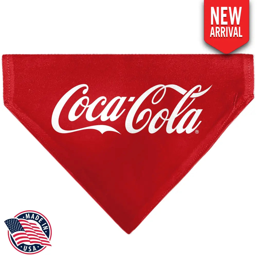 Pet Bandana - COCA-COLA Script Logo Centered Red/White - Pet Bandanas