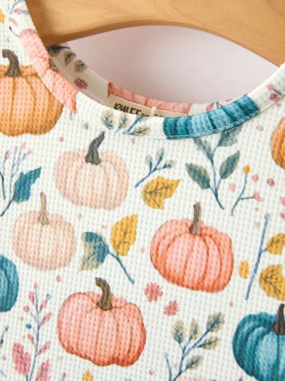 Fall Colorful Pumpkin Girls’ Long-Sleeved Dress - Dress
