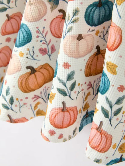 Fall Colorful Pumpkin Girls’ Long-Sleeved Dress - Dress