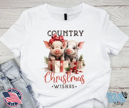 Country Christmas Wishes – White Small / Short Shirt