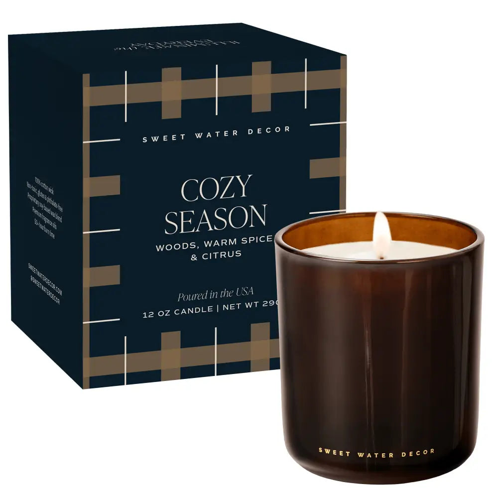 Cozy Season Soy Candle - Boxed Amber Tinted Glass Jar - 12 oz - Candles