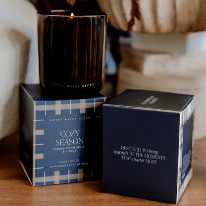 Cozy Season Soy Candle - Boxed Amber Tinted Glass Jar - 12 oz - Candles