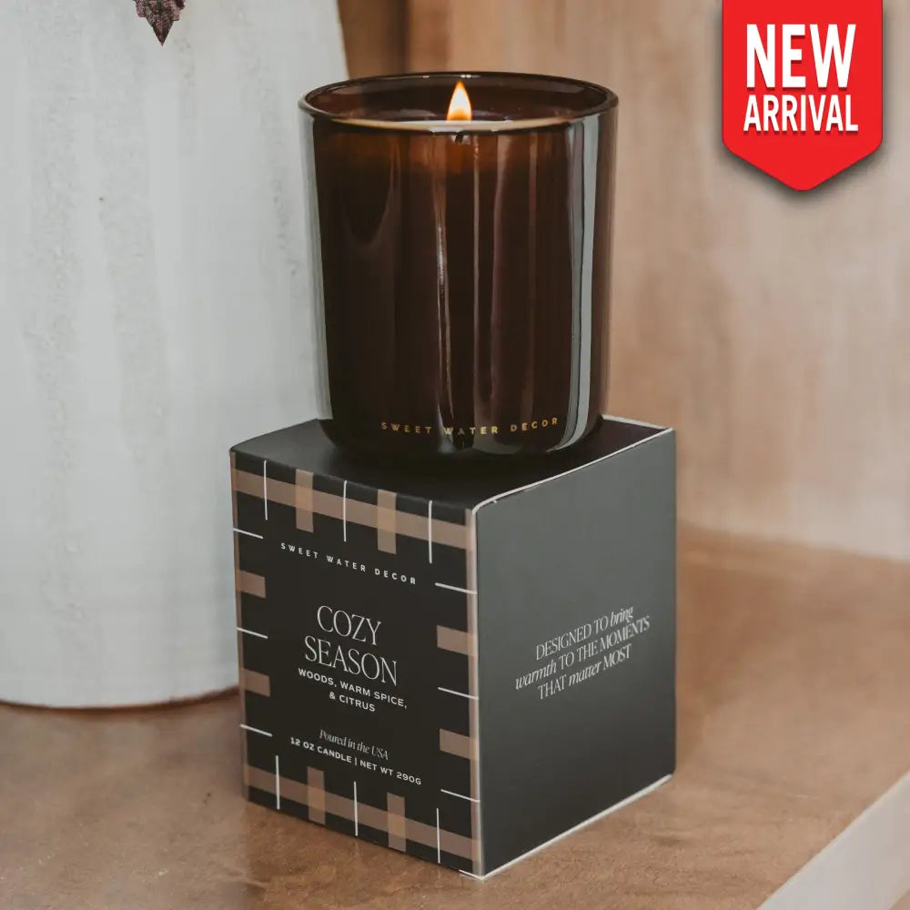 Cozy Season Soy Candle - Boxed Amber Tinted Glass Jar - 12 oz - Candles