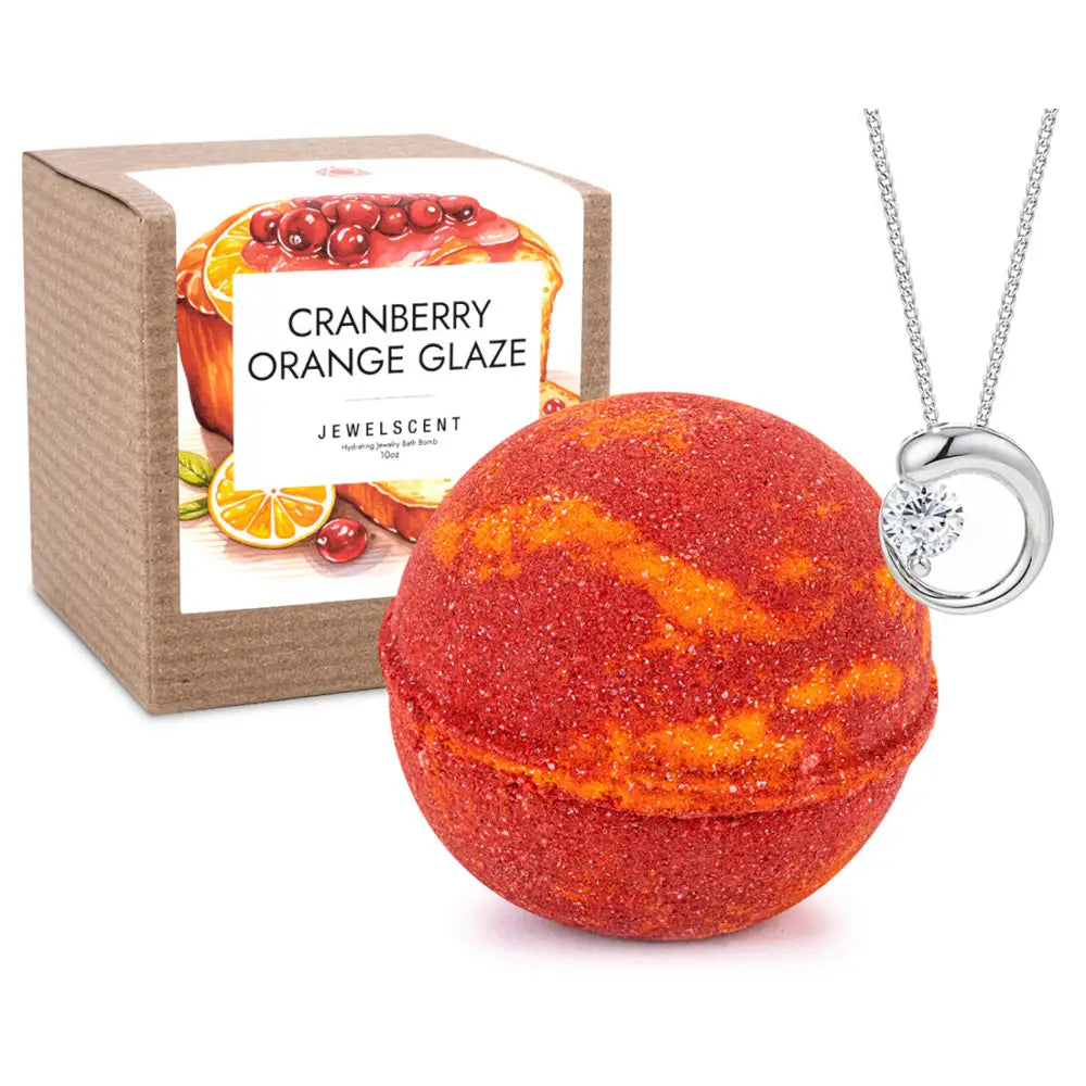 Cranberry Orange Glaze 10oz Mystery Jewelry Bath Bomb - Bath Bomb