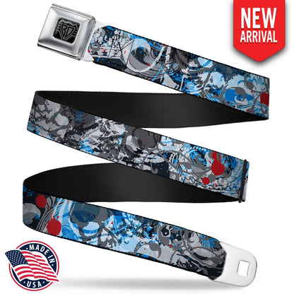 BD Wings Logo CLOSE-UP Full Color Black Silver Seatbelt Belt - Gothic 2 Webbing Seatbelt Belts