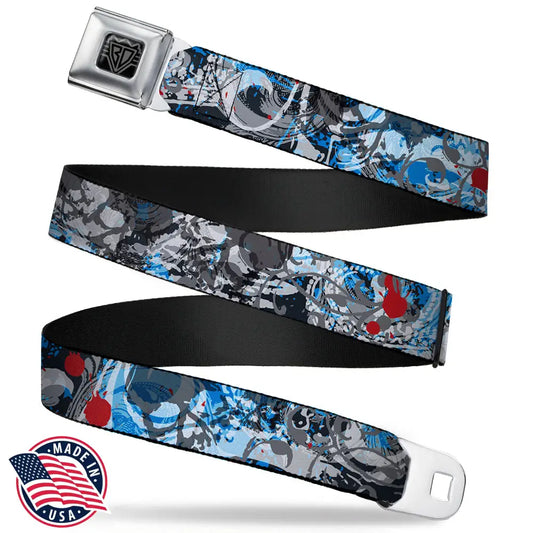 BD Wings Logo CLOSE-UP Full Color Black Silver Seatbelt Belt - Gothic 2 Webbing Seatbelt Belts