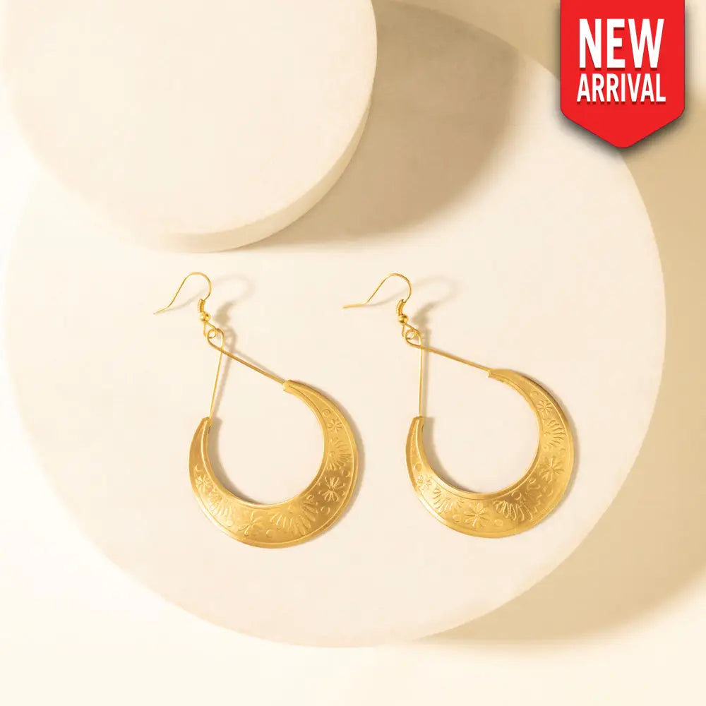 Myra Crescent Earrings in Amber - Amber - JEWELLRY