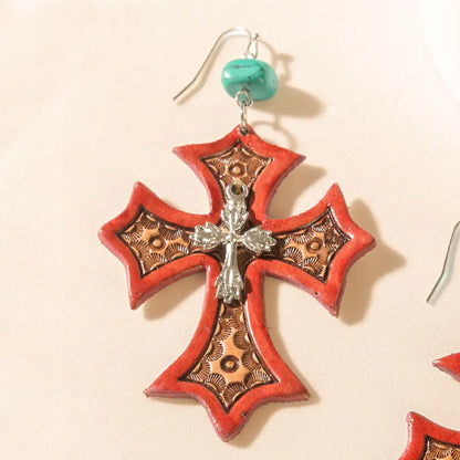 Myra Crimson Cross Earrings - JEWELLRY