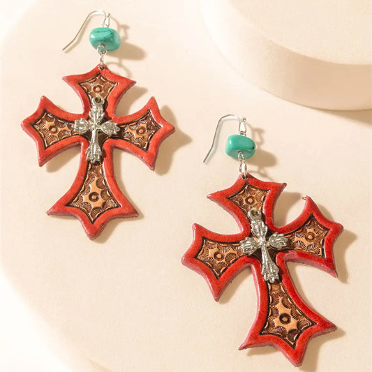 Myra Crimson Cross Earrings - JEWELLRY