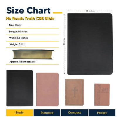 CSB He Reads Study Bible Medium Print - Black Religious Item
