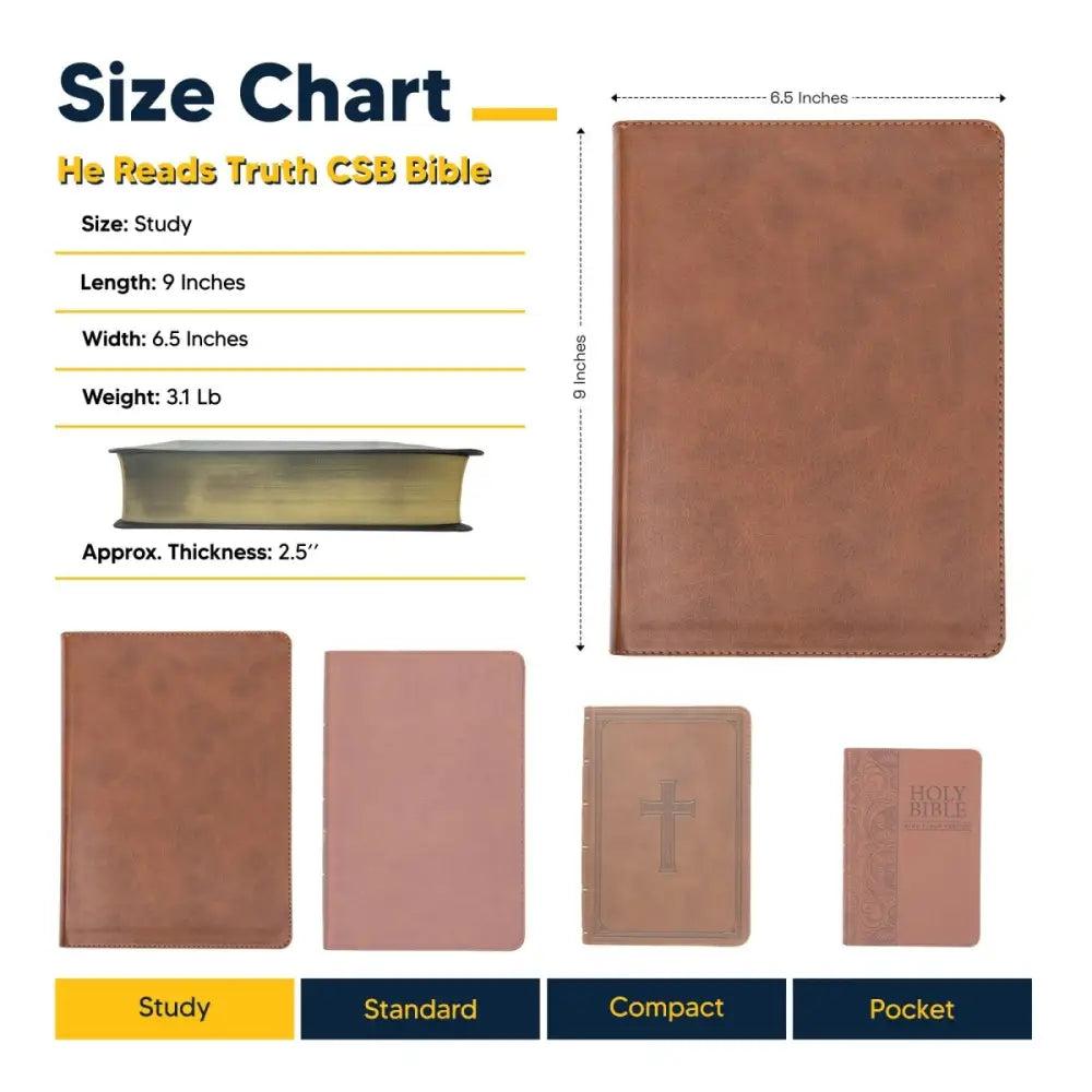 CSB Study Size Holy Bible Medium Print - Brown Bible