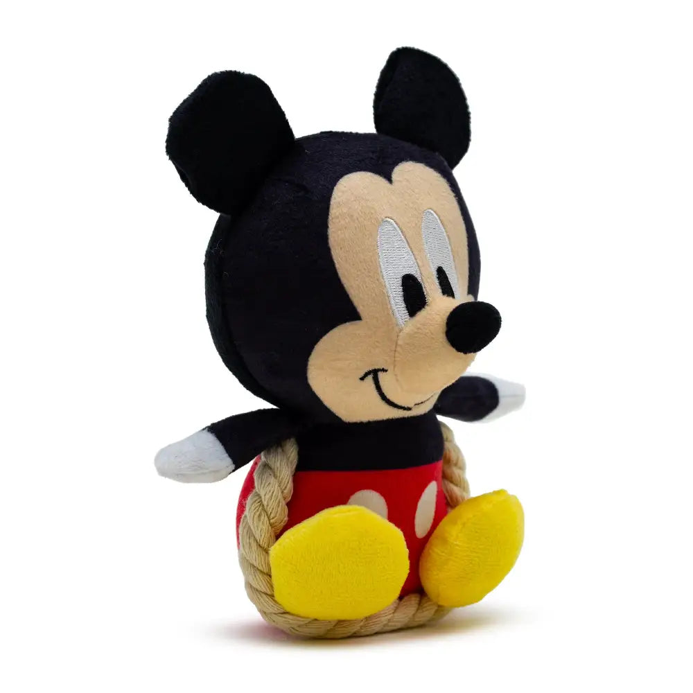 Dog Toy Squeaker Plush with Rope - Disney Mickey Mouse Chibi Sitting Pose Dog Toy Squeaky Plush