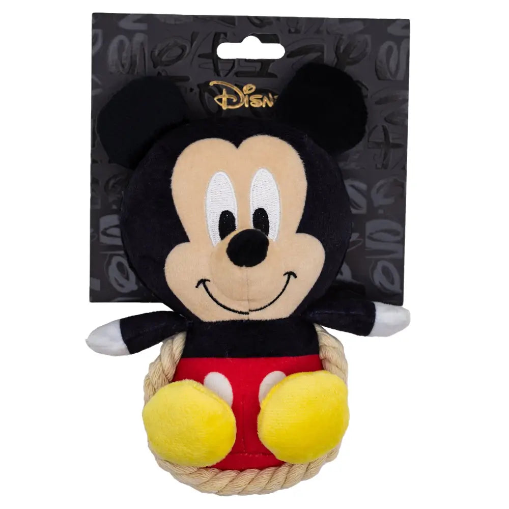 Dog Toy Squeaker Plush with Rope - Disney Mickey Mouse Chibi Sitting Pose Dog Toy Squeaky Plush