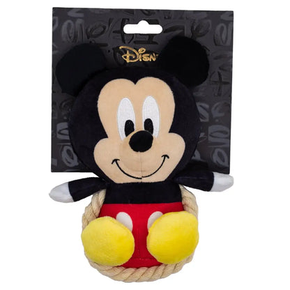 Dog Toy Squeaker Plush with Rope - Disney Mickey Mouse Chibi Sitting Pose Dog Toy Squeaky Plush