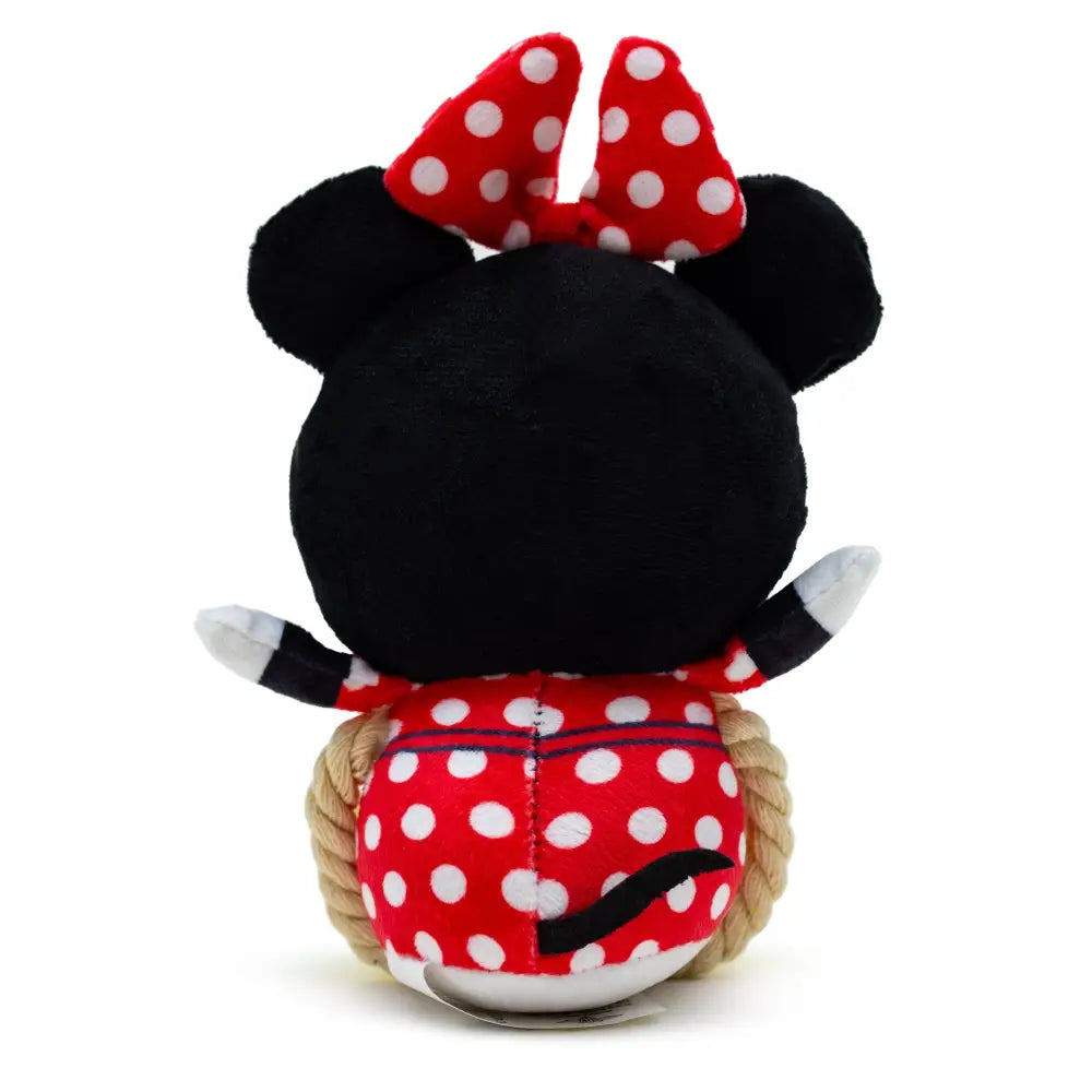 Dog Toy Squeaker Plush with Rope - Disney Minnie Mouse Chibi Sitting Pose Dog Toy Squeaky Plush