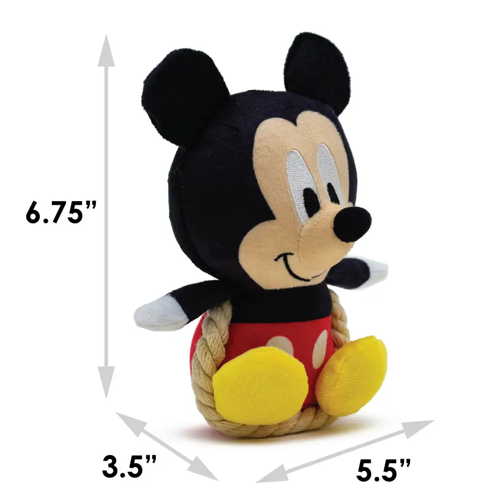 Dog Toy Squeaker Plush with Rope - Disney Mickey Mouse Chibi Sitting Pose Dog Toy Squeaky Plush