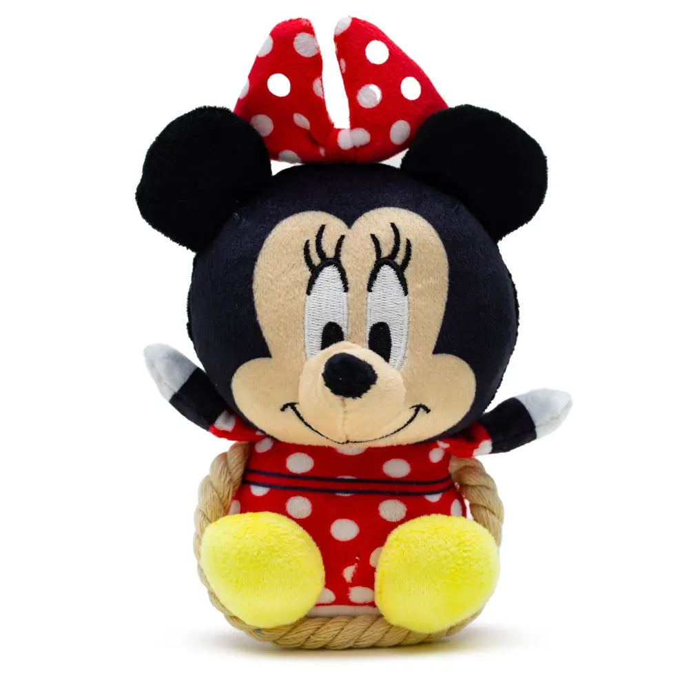 Dog Toy Squeaker Plush with Rope - Disney Minnie Mouse Chibi Sitting Pose Dog Toy Squeaky Plush