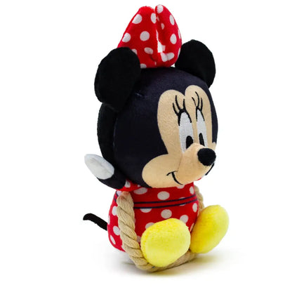 Dog Toy Squeaker Plush with Rope - Disney Minnie Mouse Chibi Sitting Pose Dog Toy Squeaky Plush