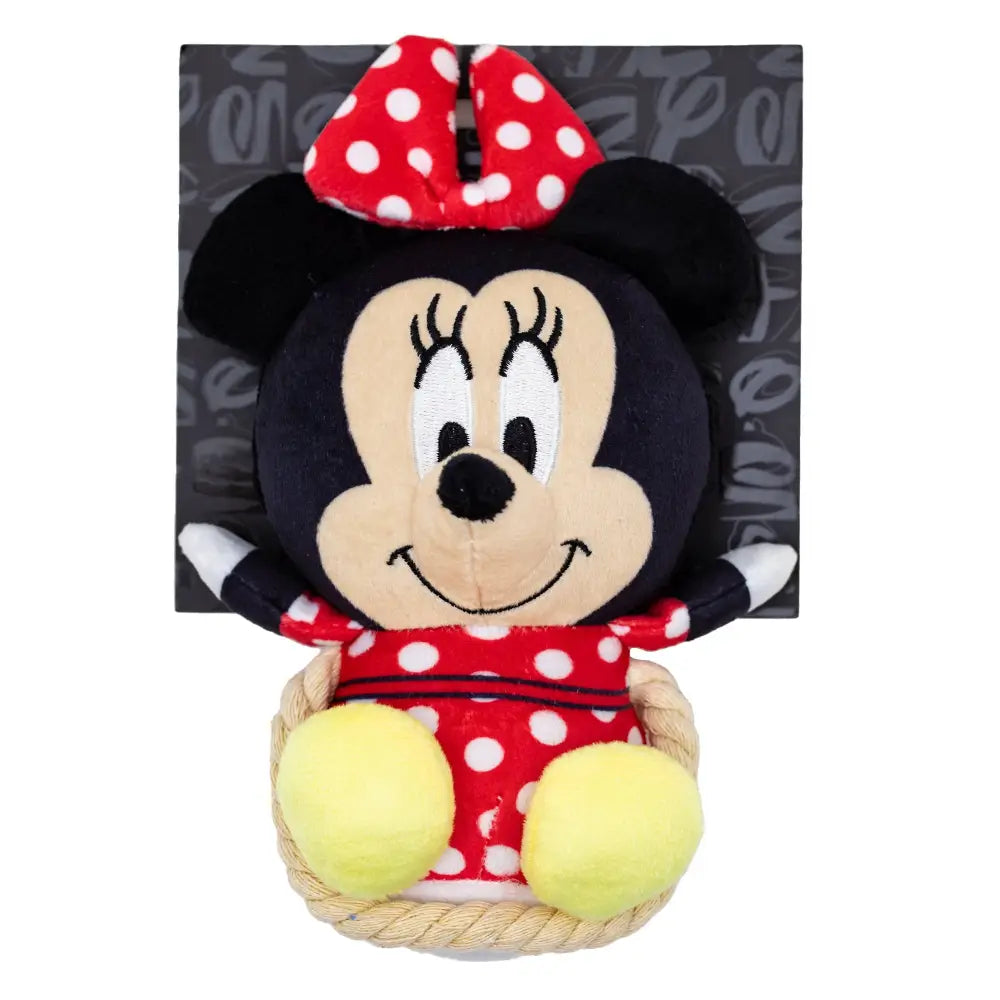 Dog Toy Squeaker Plush with Rope - Disney Minnie Mouse Chibi Sitting Pose Dog Toy Squeaky Plush
