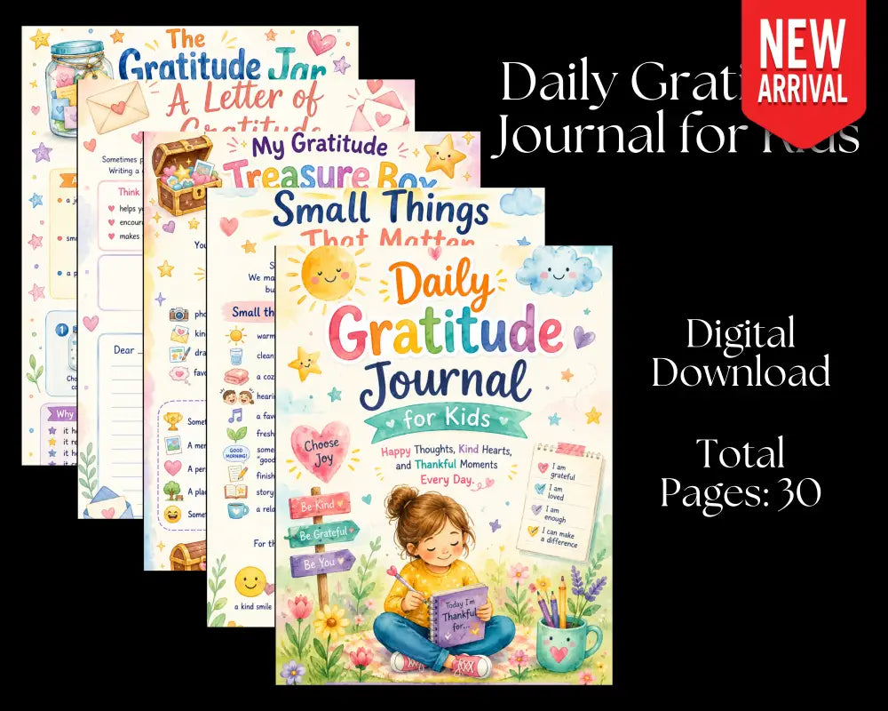 Daily Gratitude Journal - For Kids - Digital Download