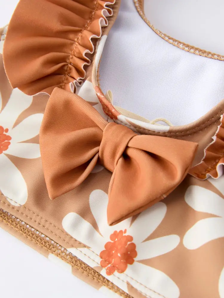 Daisy Floral Girls Ruffle Two Piece Swimsuit - Swimsuit