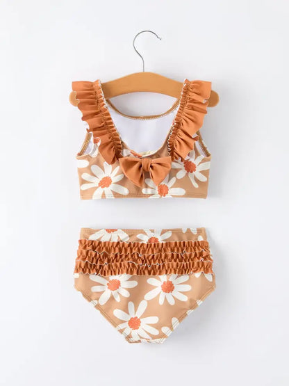 Daisy Floral Girls Ruffle Two Piece Swimsuit - Swimsuit