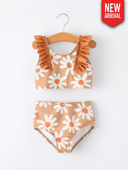 Daisy Floral Girls Ruffle Two Piece Swimsuit - Swimsuit