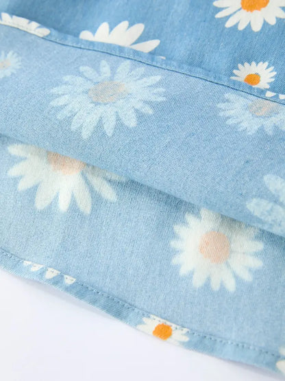 Spring Daisy Girls’ Blue Denim Dress Dress