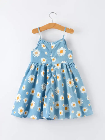 Spring Daisy Girls’ Blue Denim Dress Dress