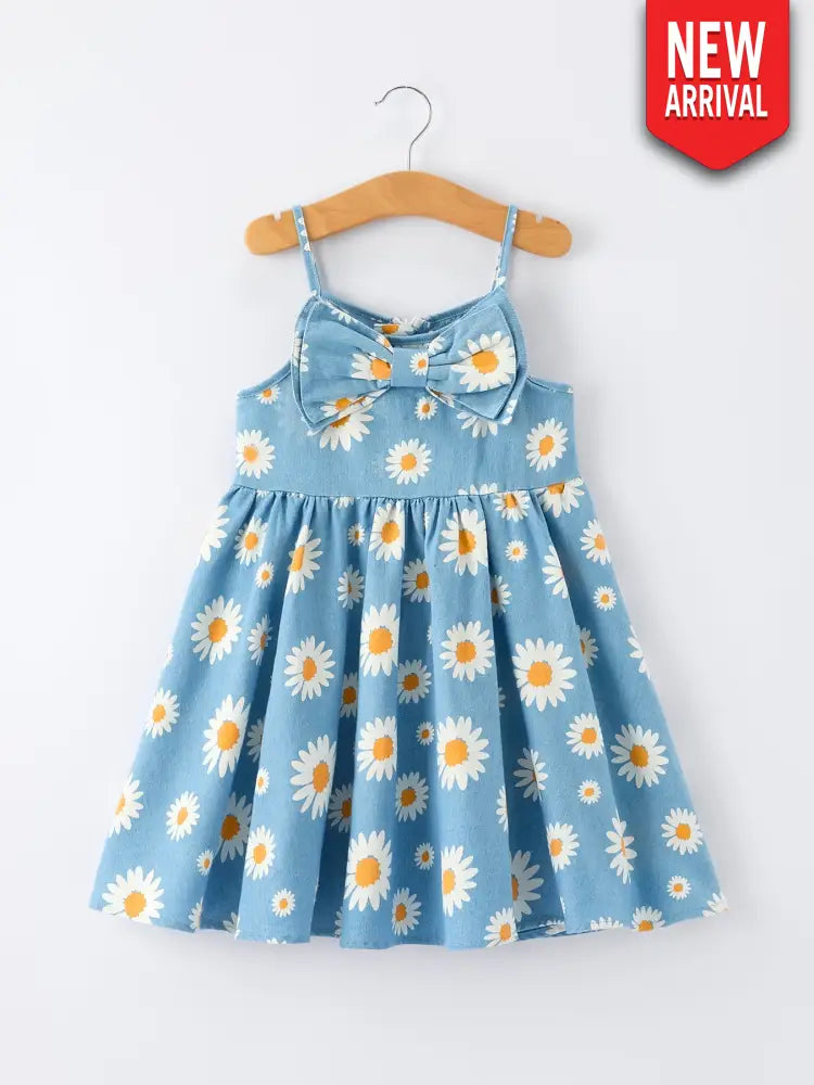 Spring Daisy Girls’ Blue Denim Dress Dress