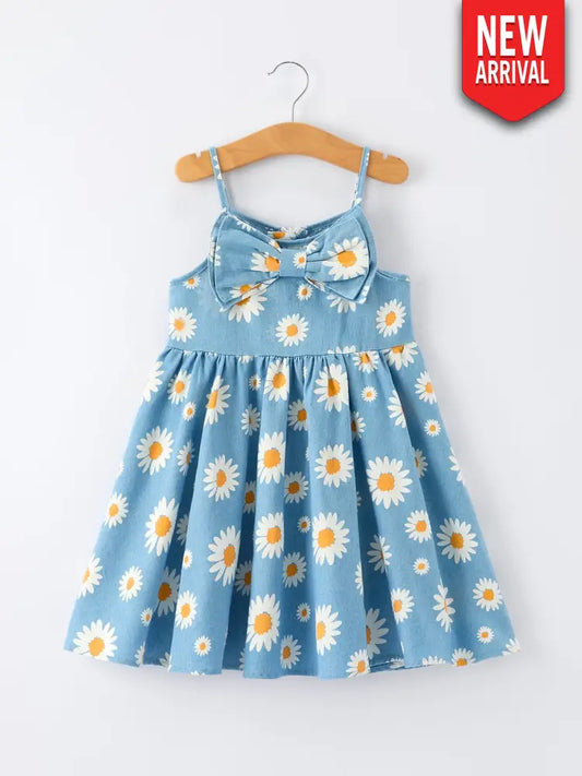 Spring Daisy Girls’ Blue Denim Dress Dress