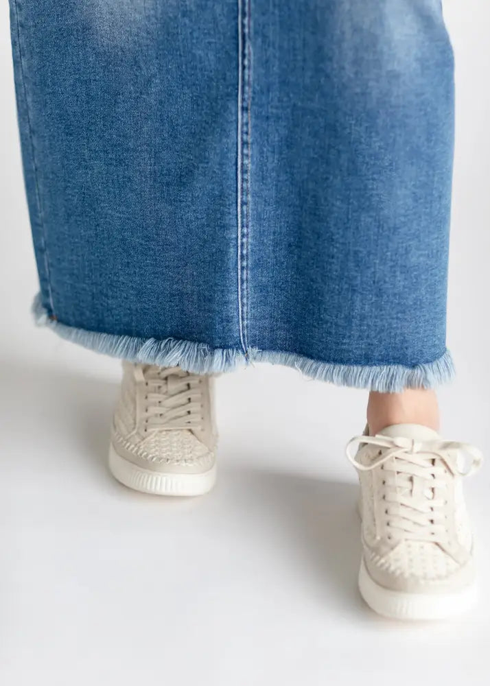 Dakotah Raw Hem Long Denim Skirt - FINAL SALE IC Skirts