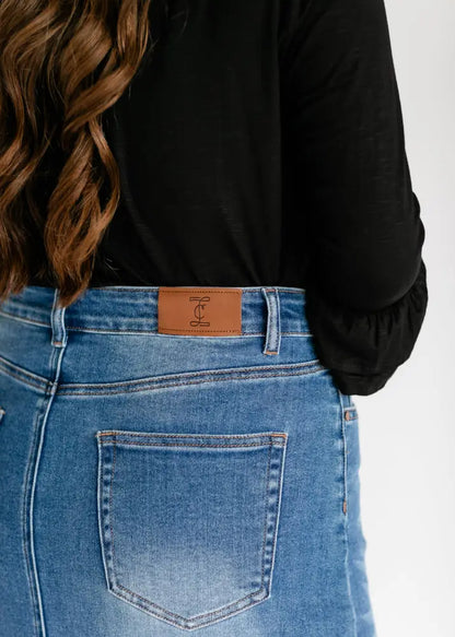 Dakotah Raw Hem Long Denim Skirt - FINAL SALE IC Skirts