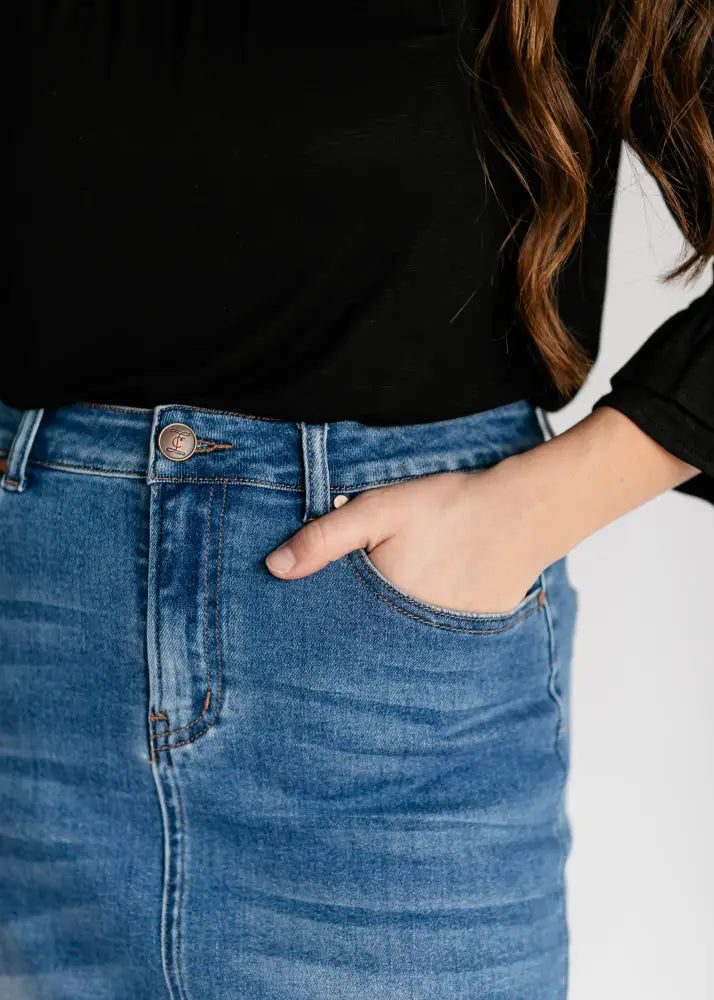 Dakotah Raw Hem Long Denim Skirt - FINAL SALE IC Skirts