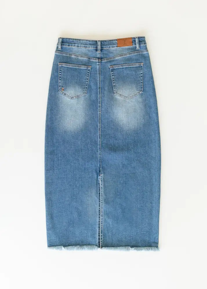Dakotah Raw Hem Long Denim Skirt - FINAL SALE IC Skirts