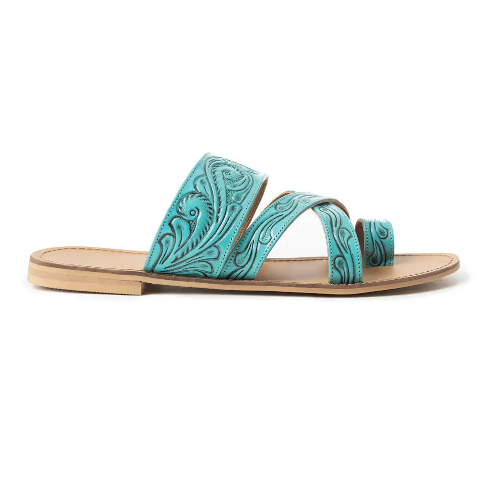 Delia Ridge Sandals In Turquoise - 6 - Shoes