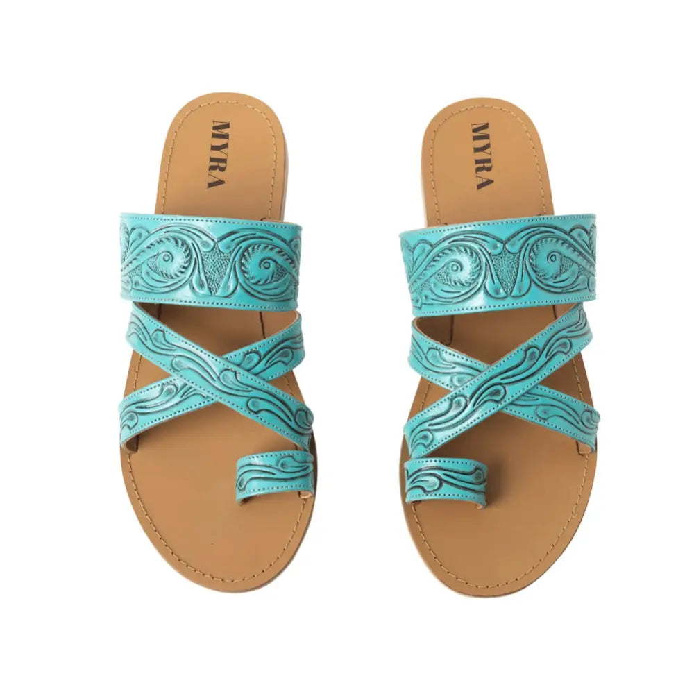 Delia Ridge Sandals In Turquoise - Shoes