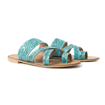 Delia Ridge Sandals In Turquoise - Shoes