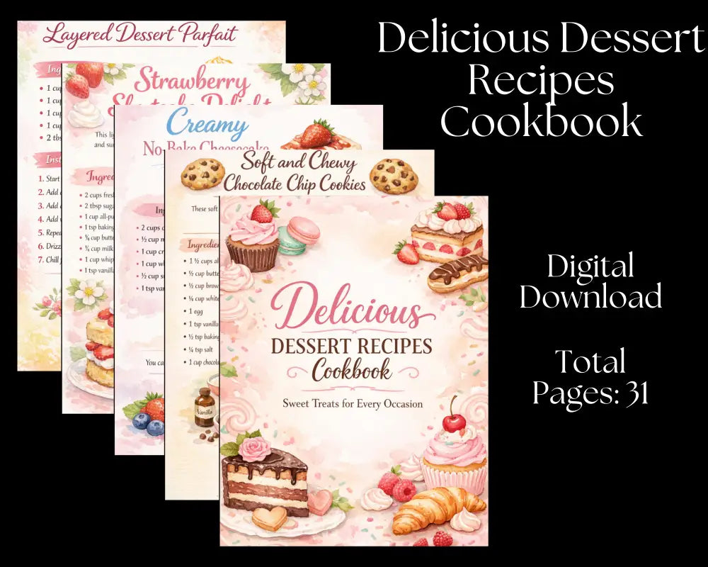 Delicious Dessert Recipes - Cookbook - Digital Download