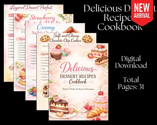 Delicious Dessert Recipes - Cookbook - Digital Download